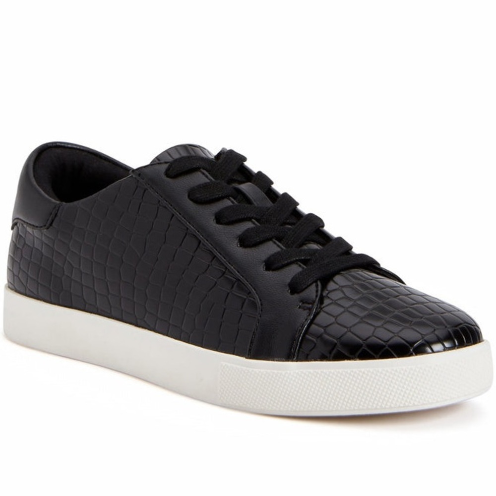 KATY PERRY crocodile lace up luxe sneakers black/white women Size 7 1/2